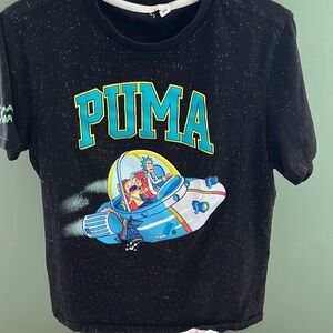 Puma Black Tee with Rick and Morty Graphic